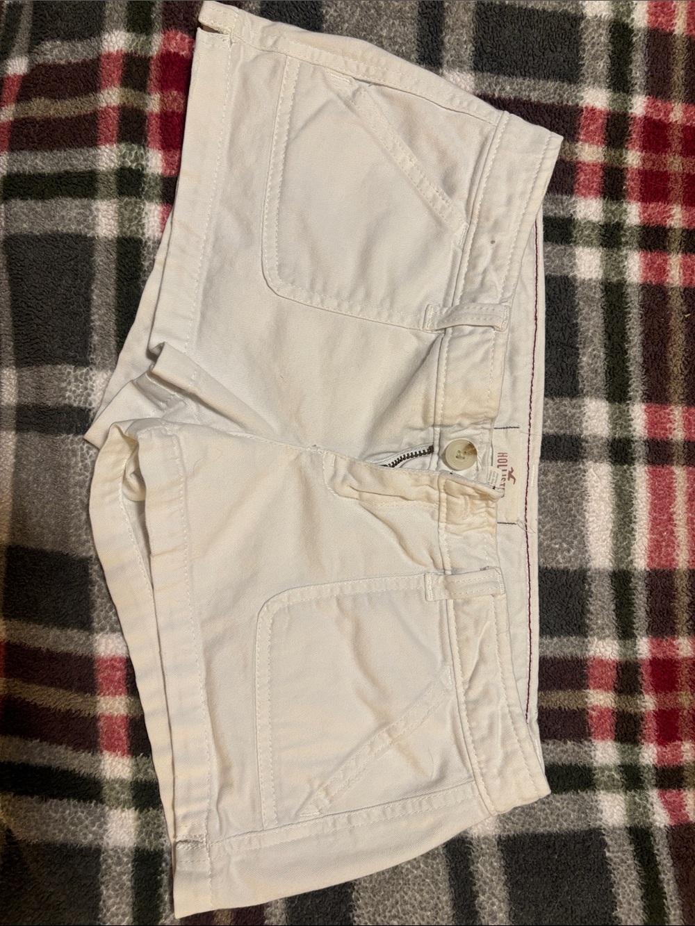 Hollister White Denim Low-Rise Jean Shorts